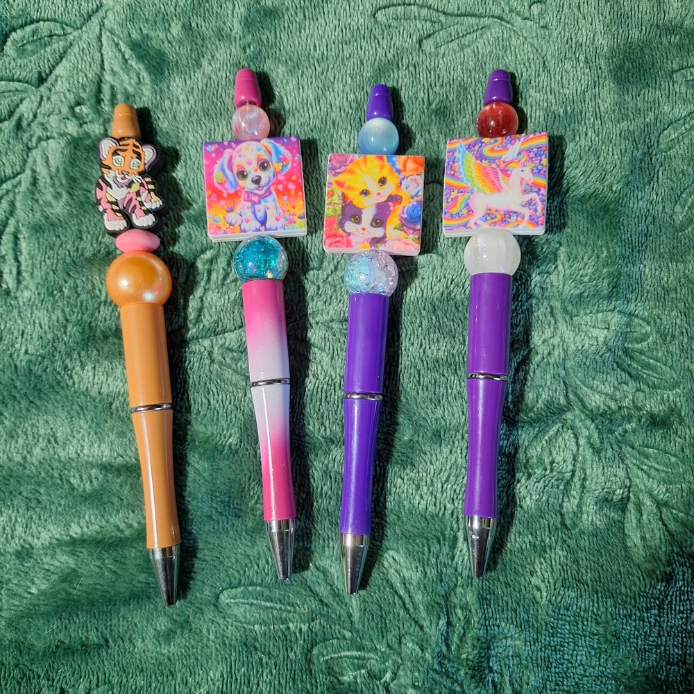 Decorative Animal Top Pens - Pink, Orange, Purple Set